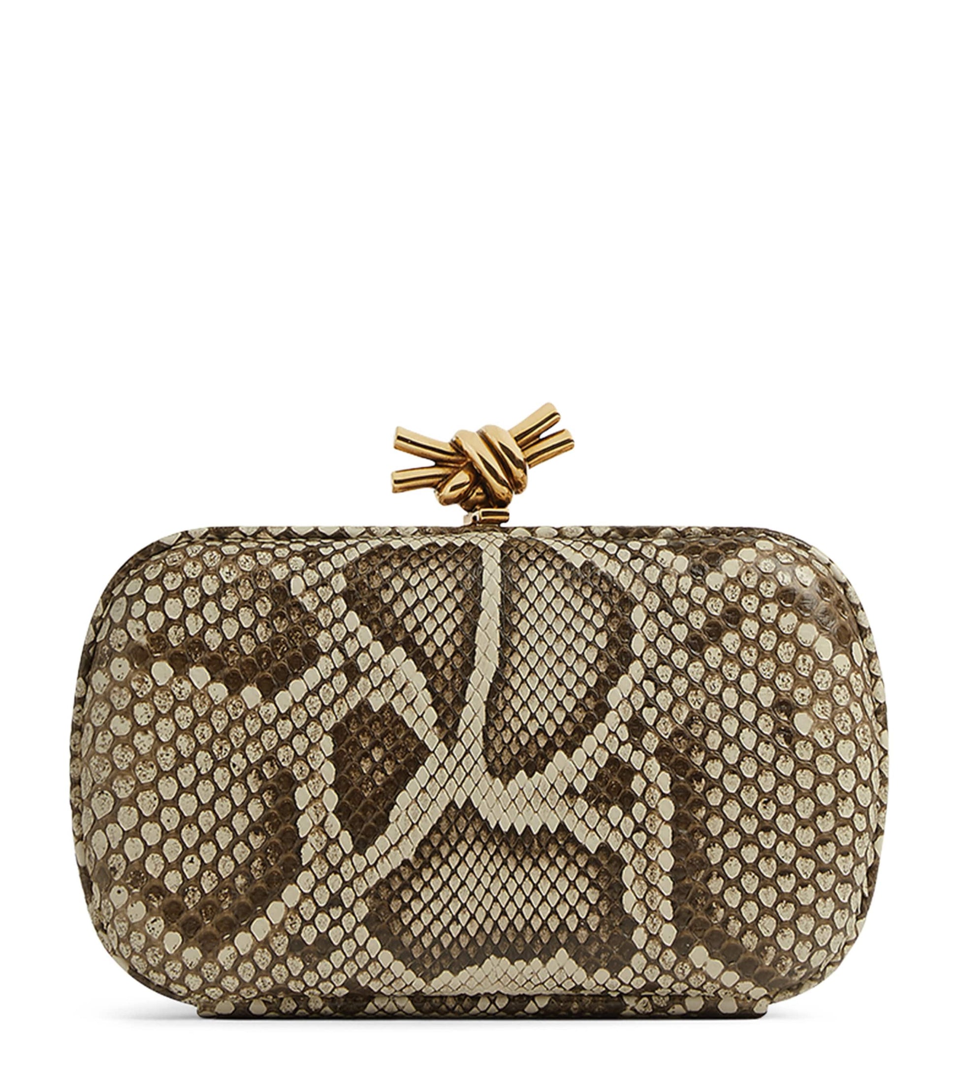 Gold Snakeskin Knot Clutch Bag
