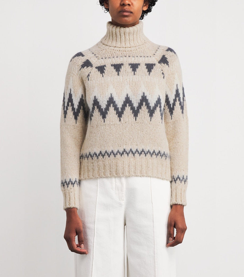 Wool-Blend Jacquard Knit Sweater SABBIA