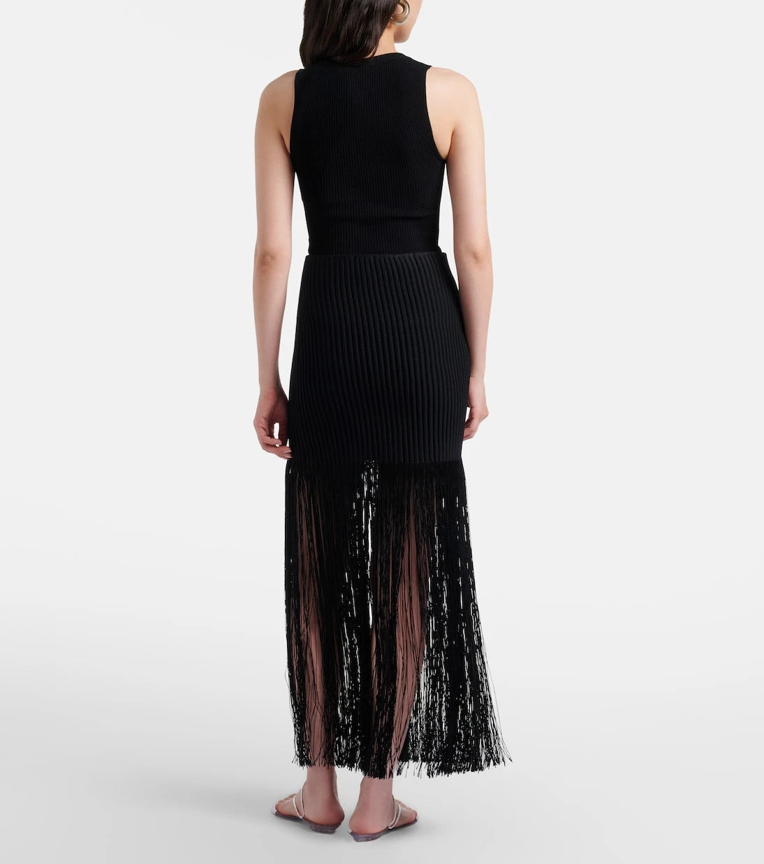Alaïa - Fringed ribbed-knit skirt