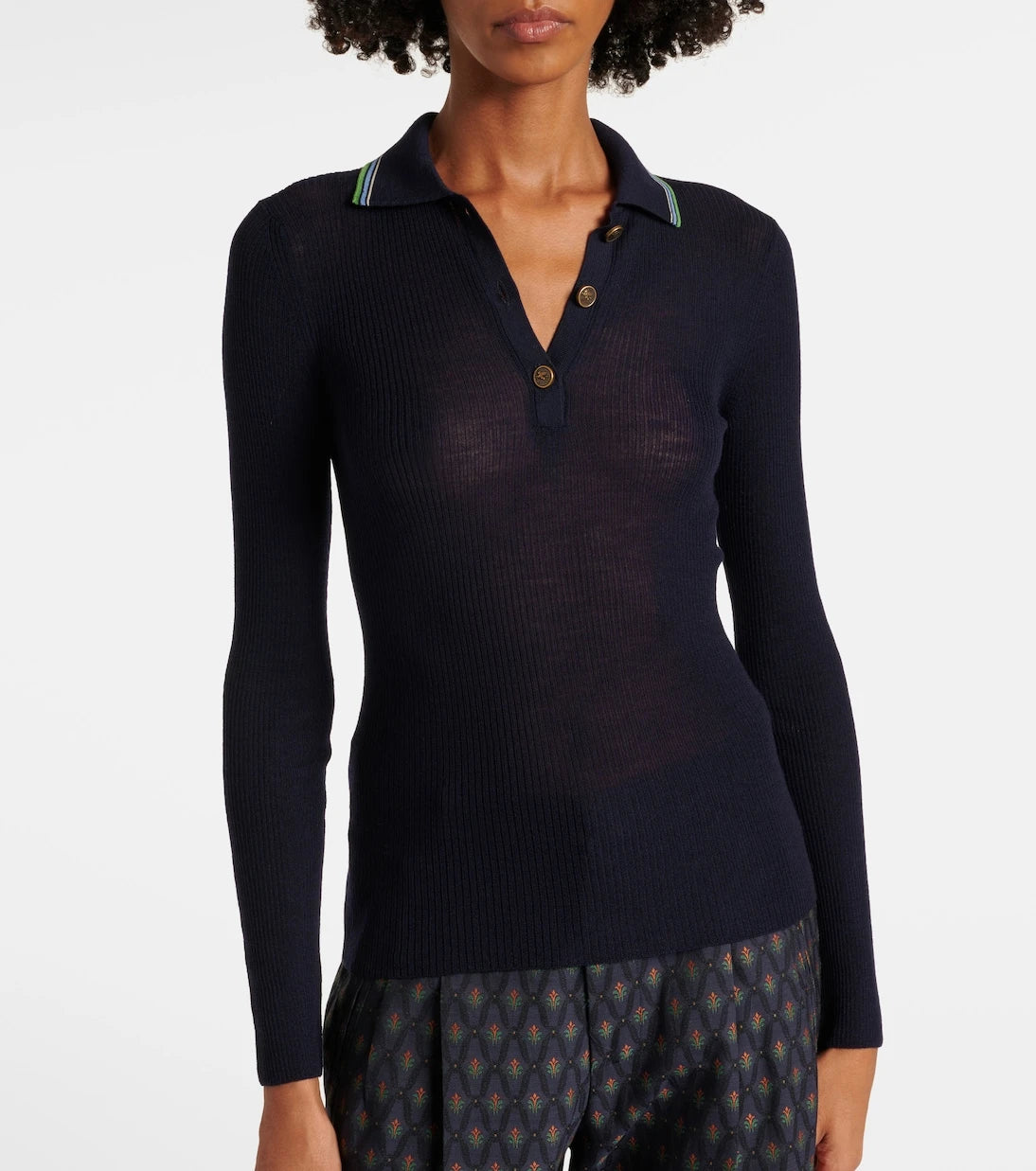 Etro - Printed wool and cotton polo sweater