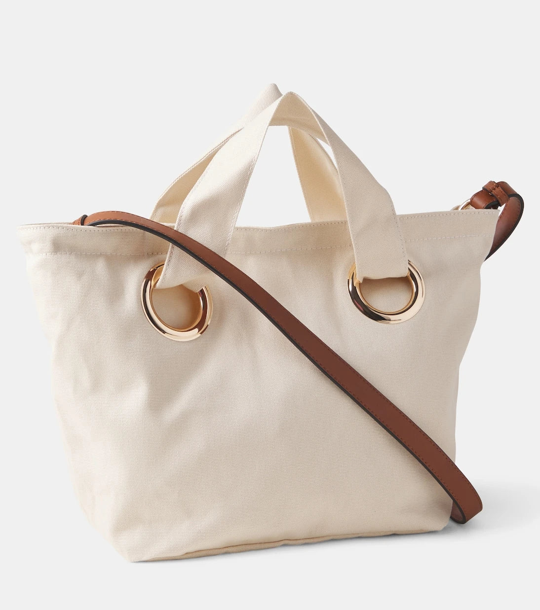 Chloé Kids - Logo leather-trimmed canvas basket bag