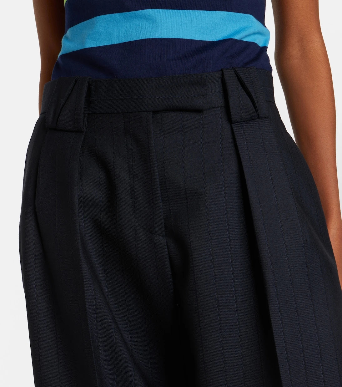 Versace - Pinstriped virgin wool Bermuda shorts
