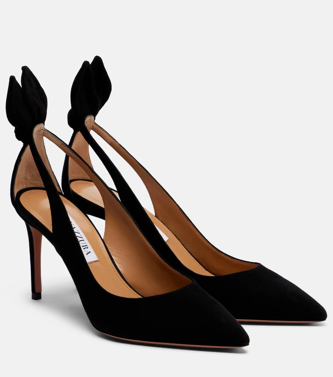 Aquazzura - حذاء "باو تاي 85" من الشامواه بكعب عالٍ