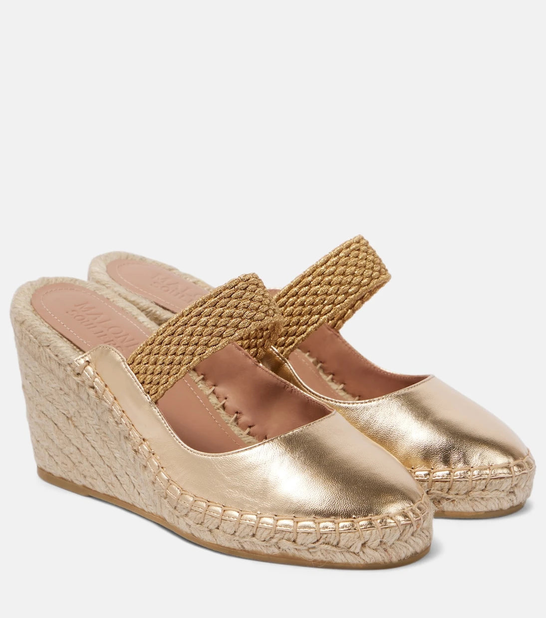 Malone Souliers - Siena 70 leather espadrille wedges