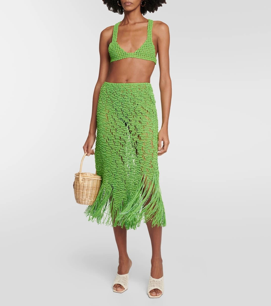 Roberta Einer - Element fringed cotton midi skirt