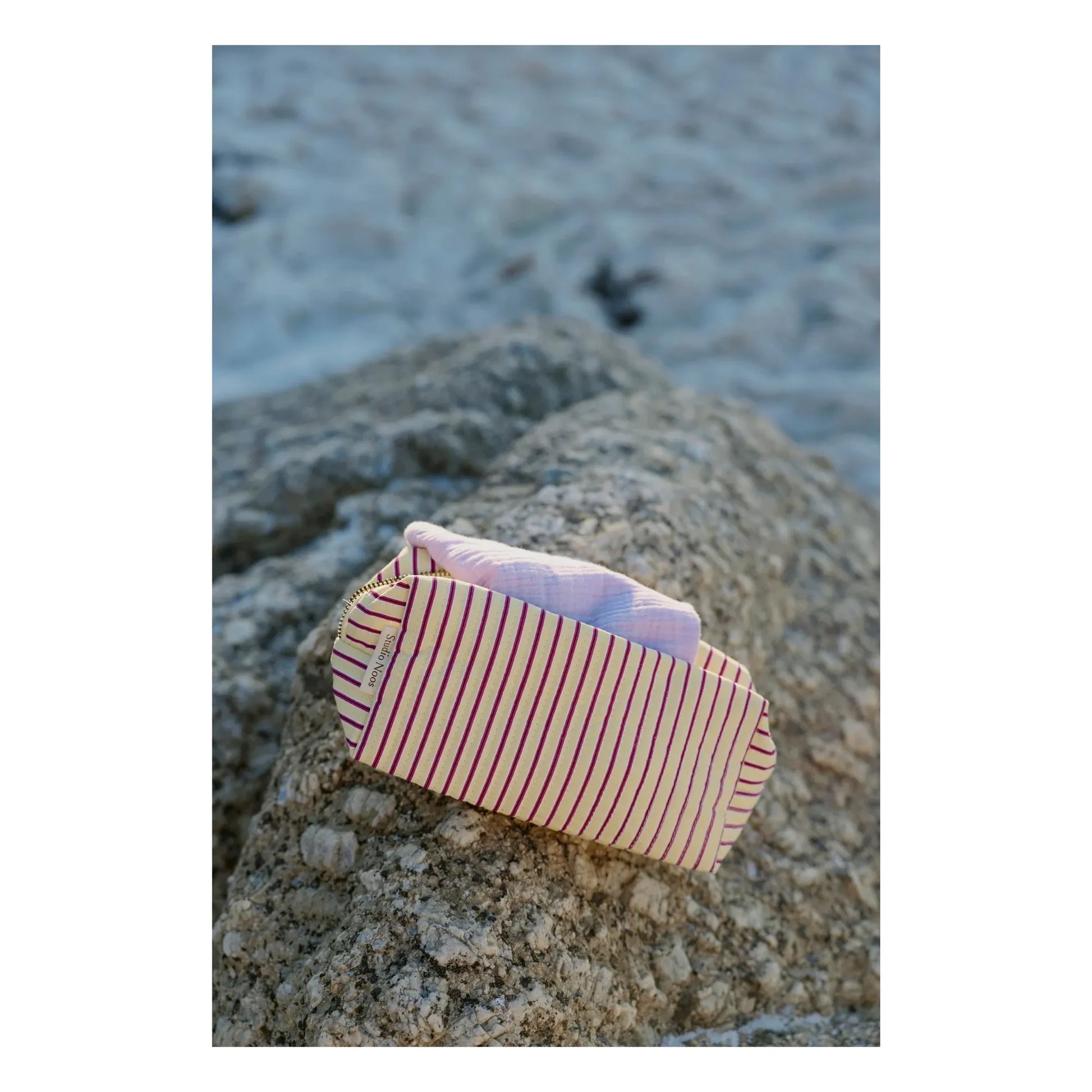 Studio Noos - Striped toiletry bag | Pale yellow