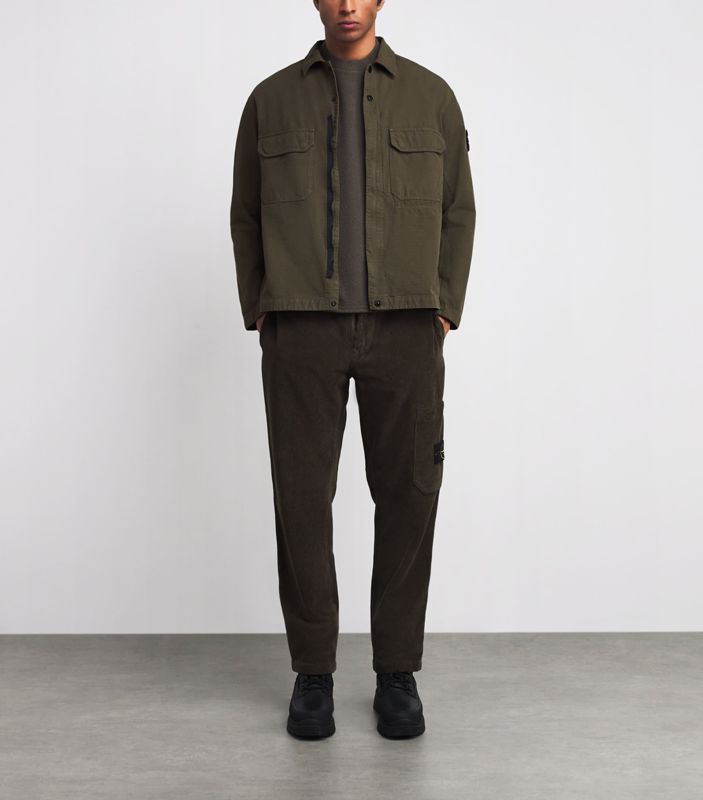Stone Island Green Organic Cotton Ripstop Overshirt