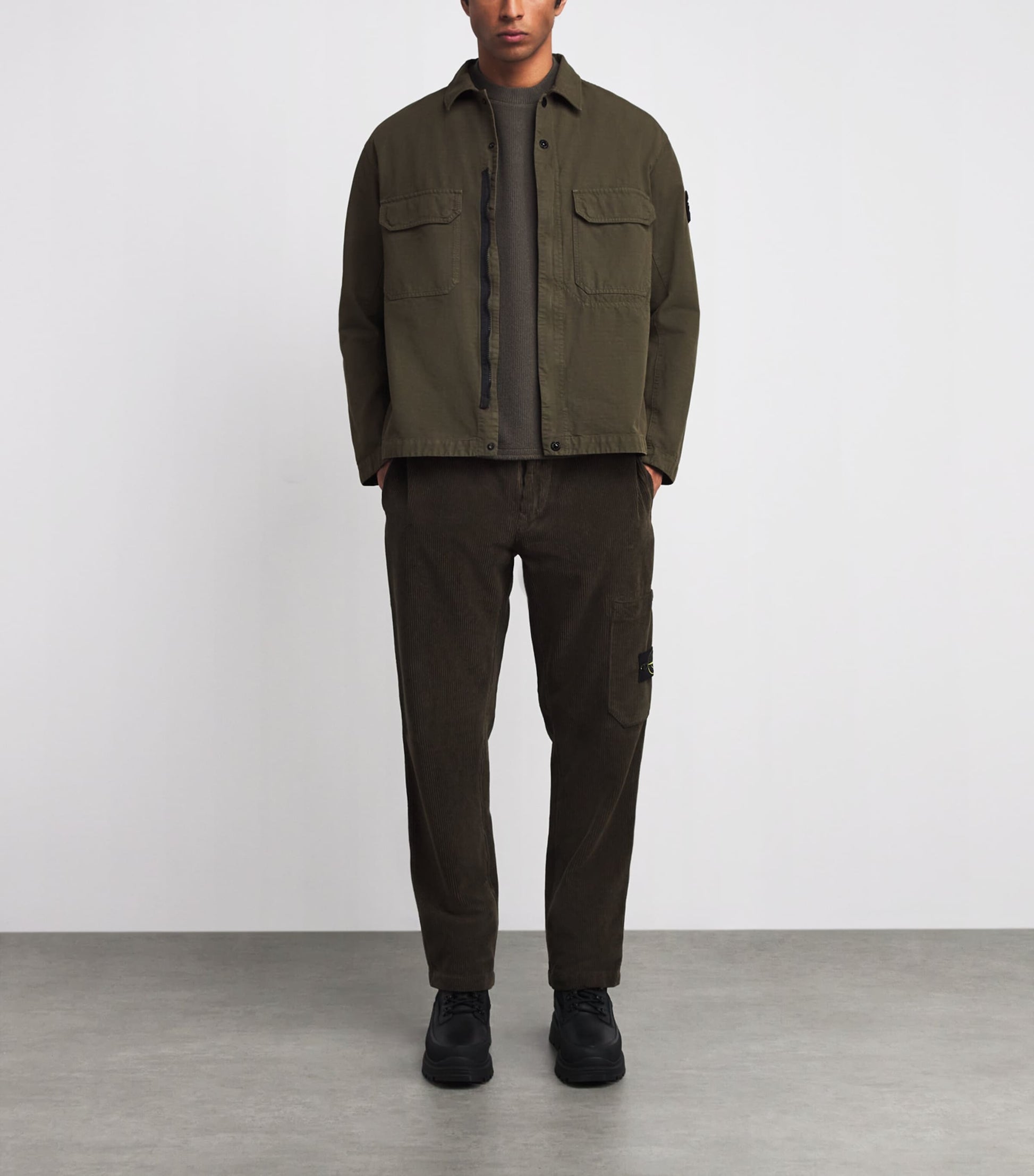 Stone Island Green Organic Cotton Ripstop Overshirt