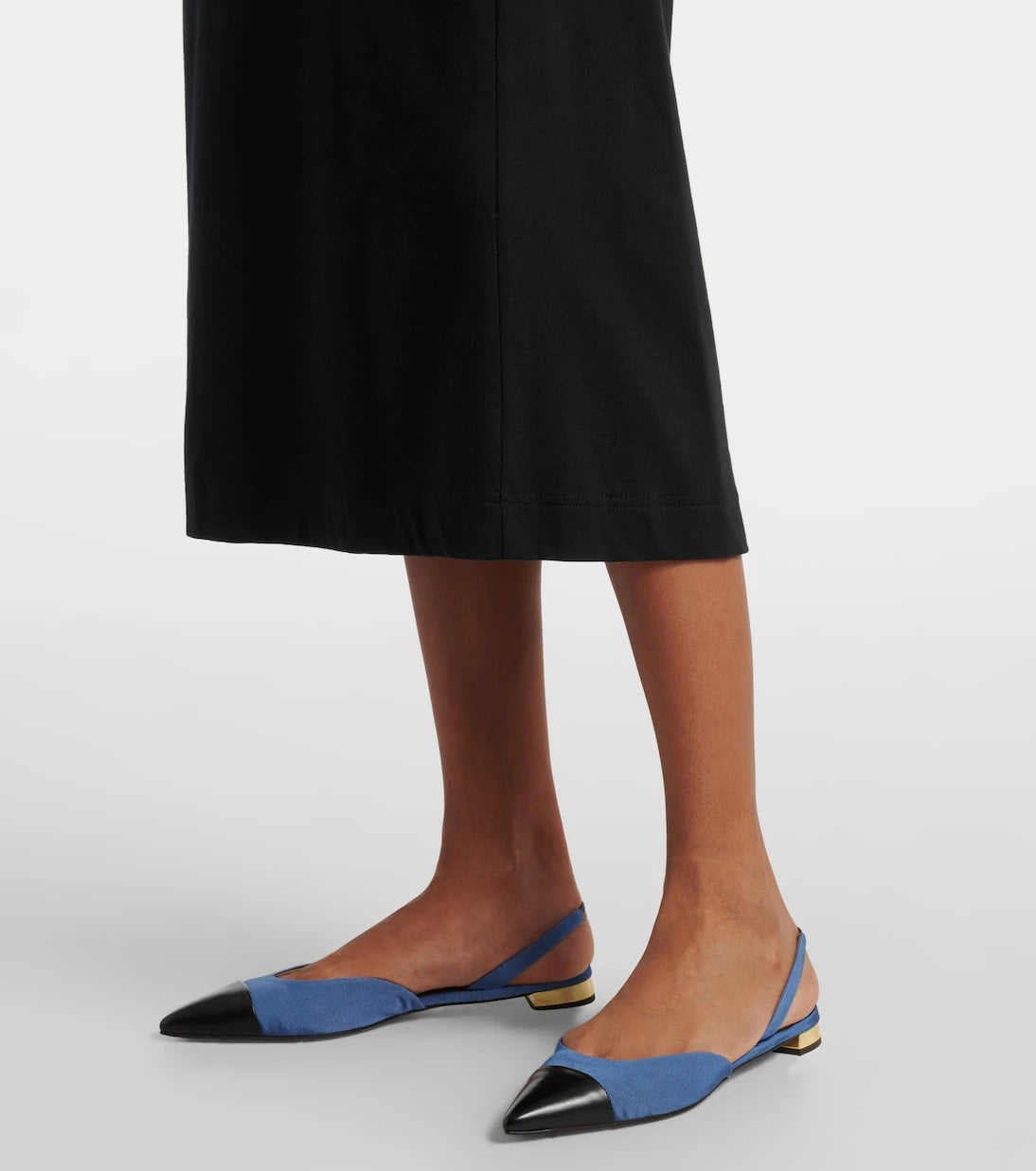 Aquazzura - Milanese leather-trimmed slingback flats