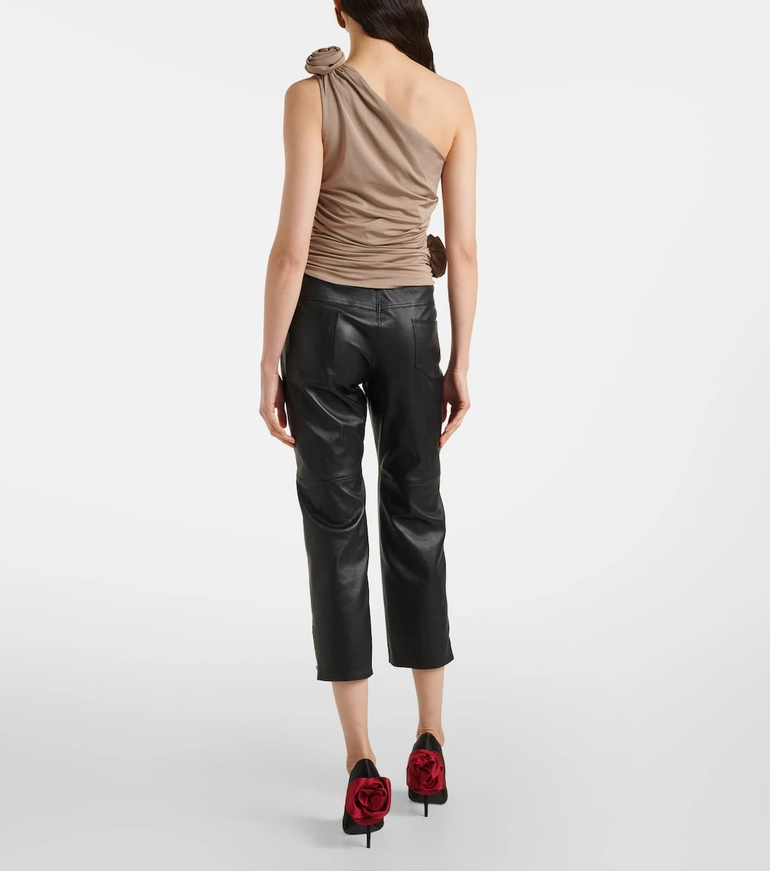 Magda Butrym - Floral-appliqué one-shoulder ruched top
