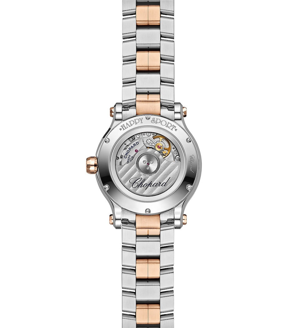 Rose Gold, Stainless Steel and Diamond Happy Sport Automatic Watch 33mm