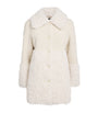 White Shearling Collared Coat