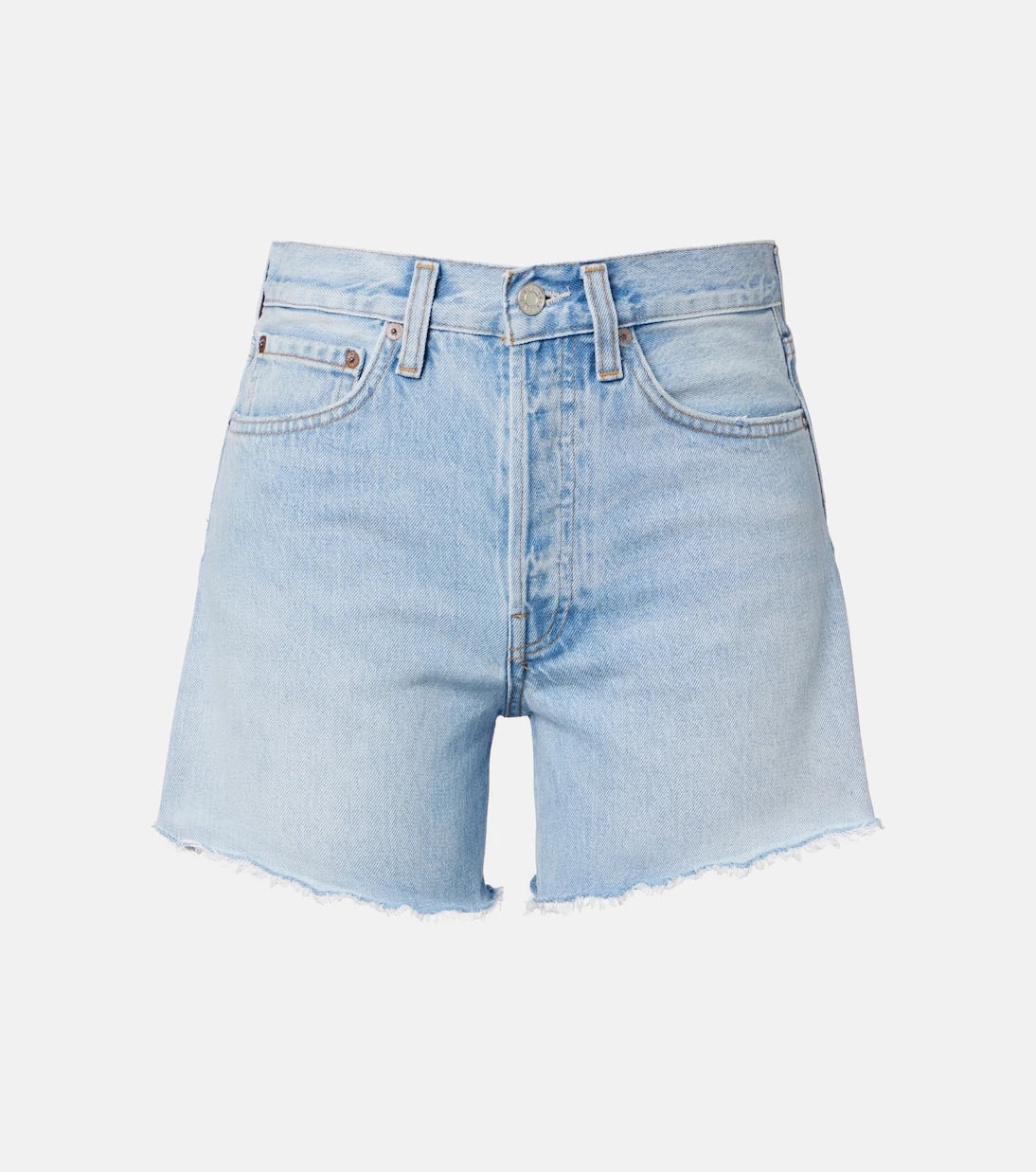 Agolde - Parker Long distressed denim shorts
