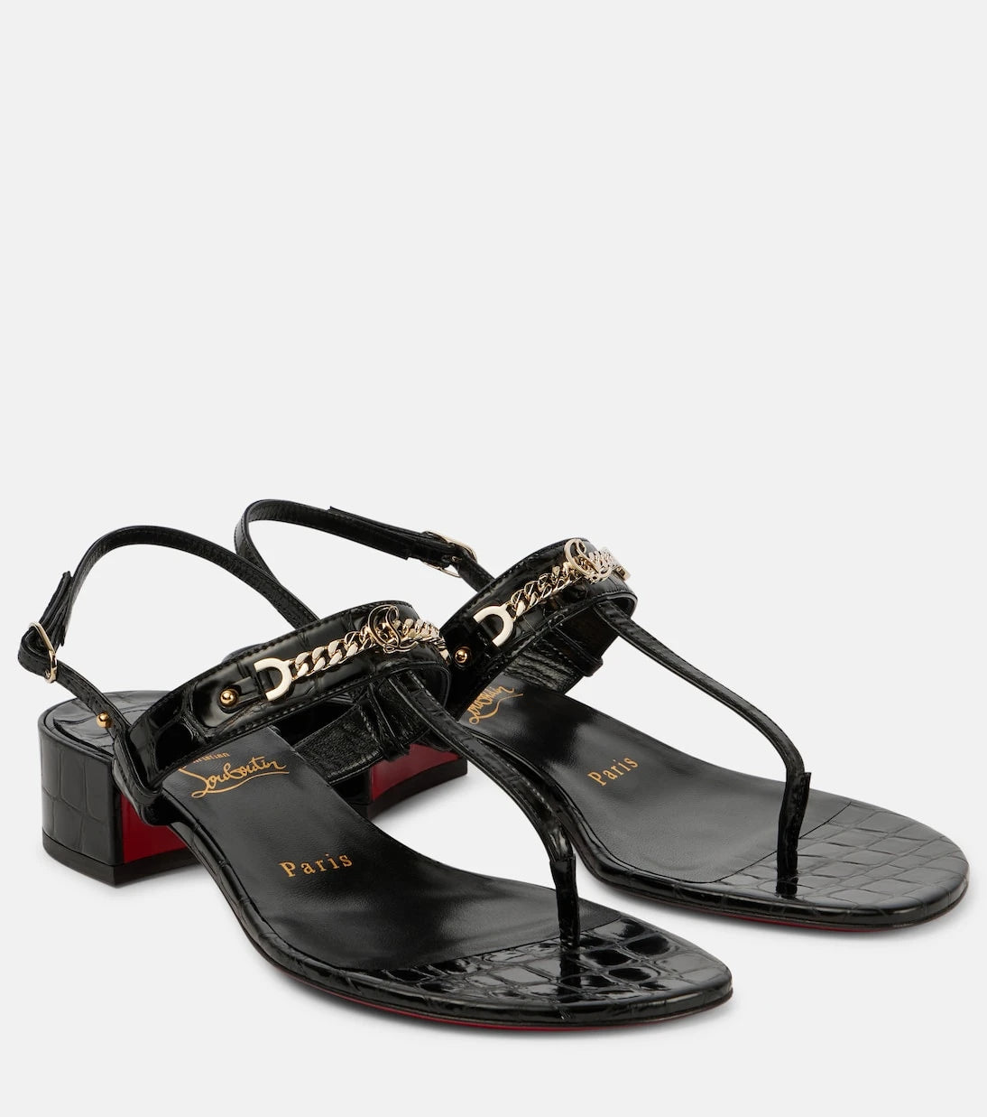 Christian Louboutin - MJ Thong croc-effect leather sandals