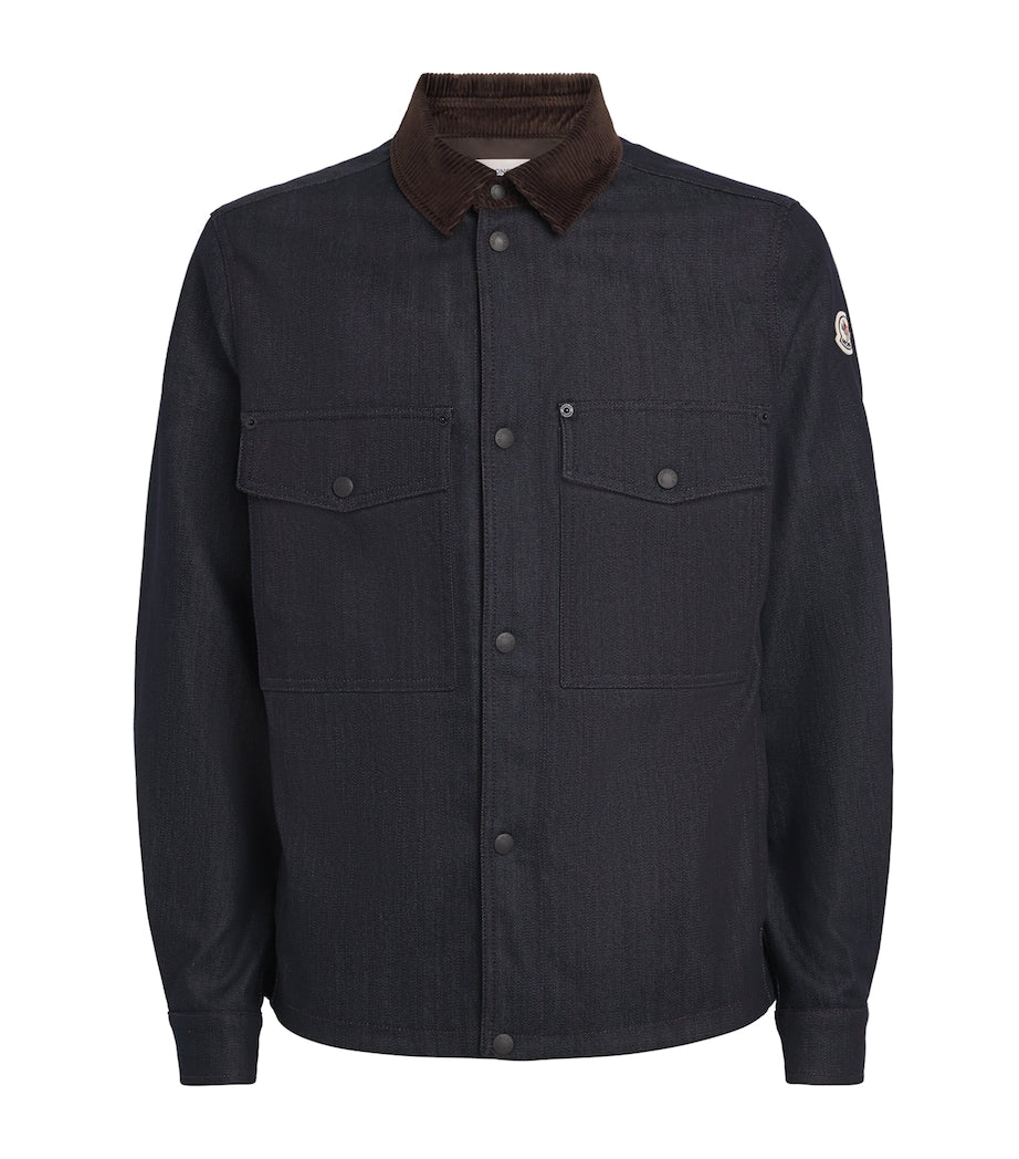 Corduroy-Trim Denim Shirt Jacket
