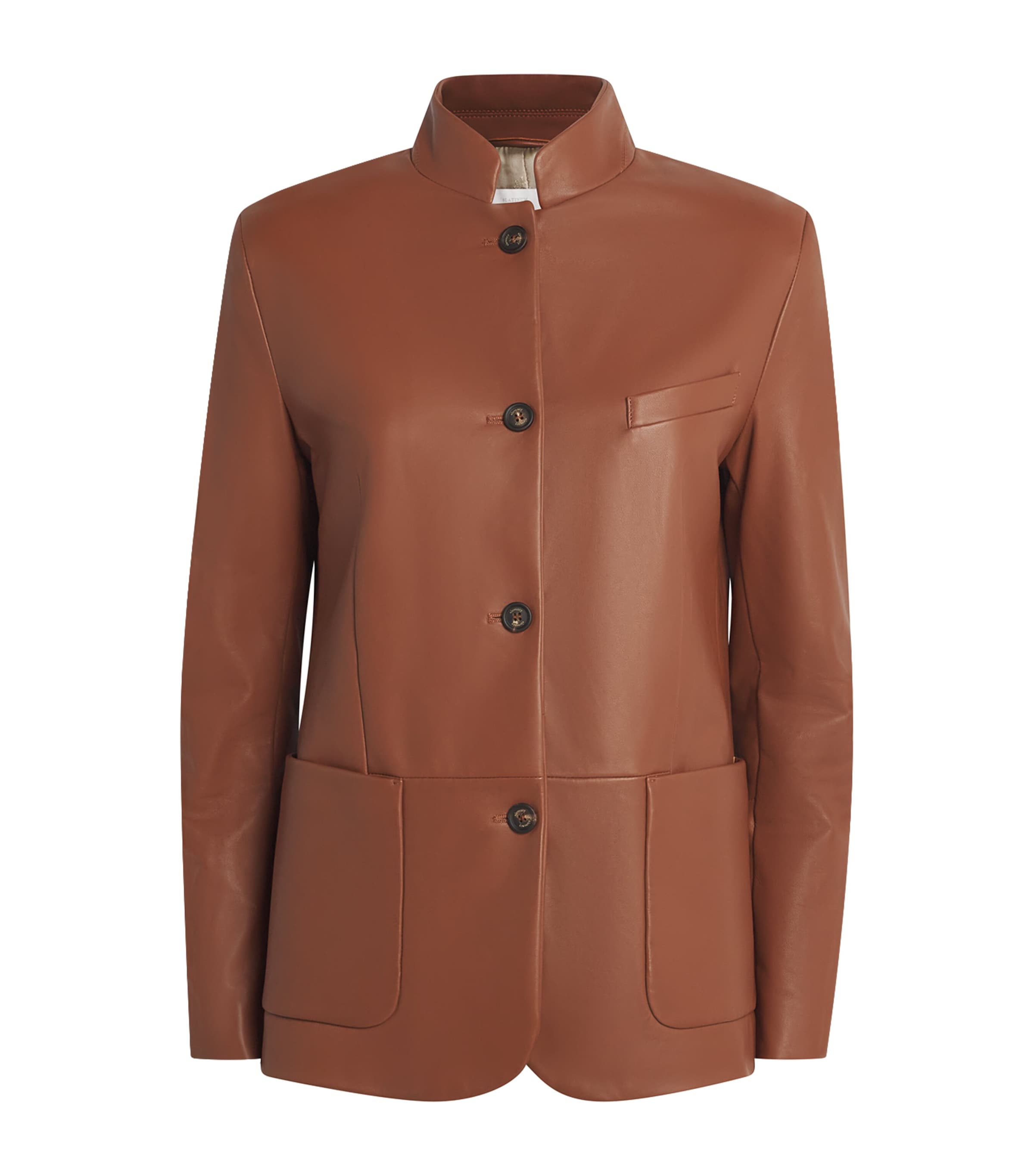 Eleventy Beige Single-Breasted Lamb Leather Jacket