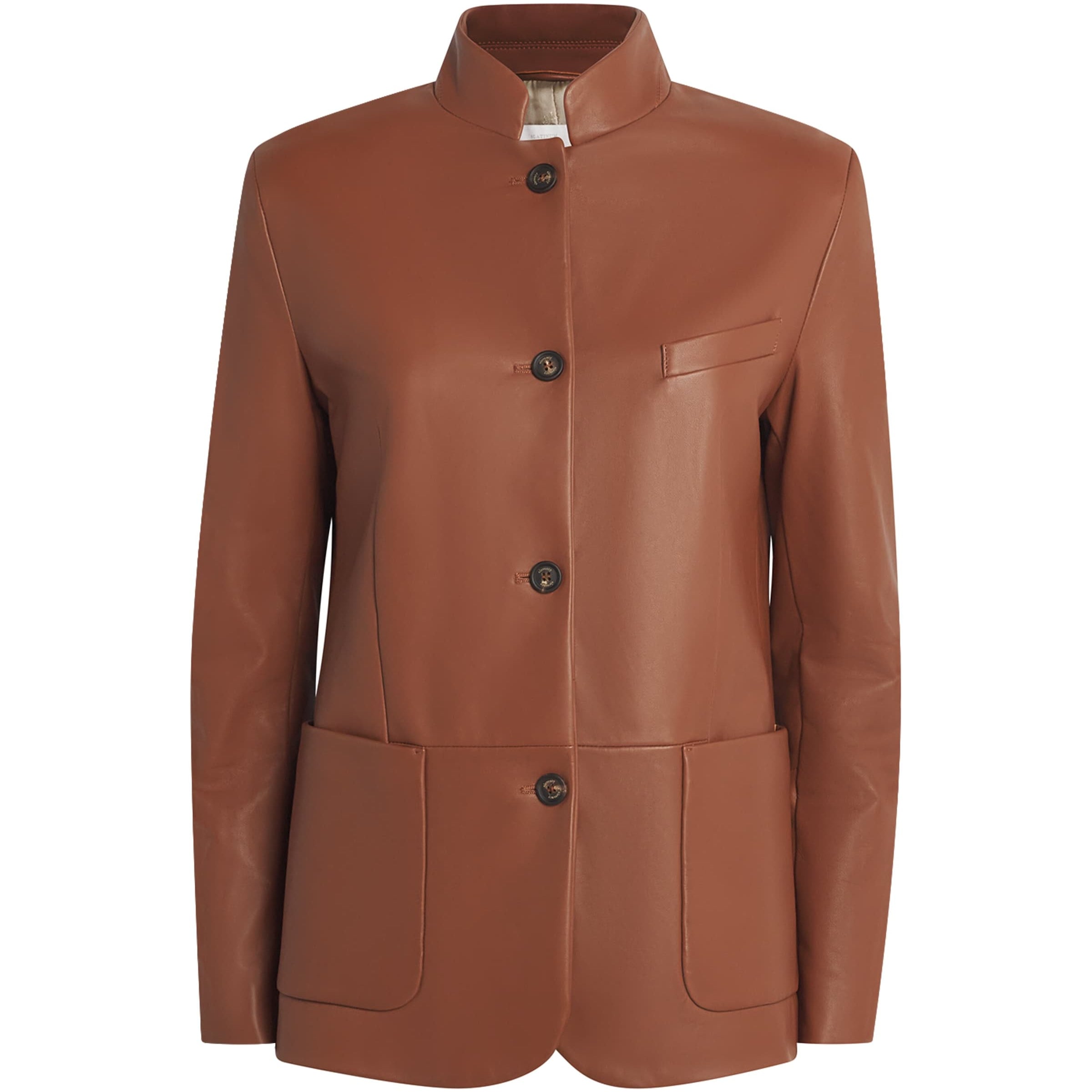 Eleventy Beige Single-Breasted Lamb Leather Jacket