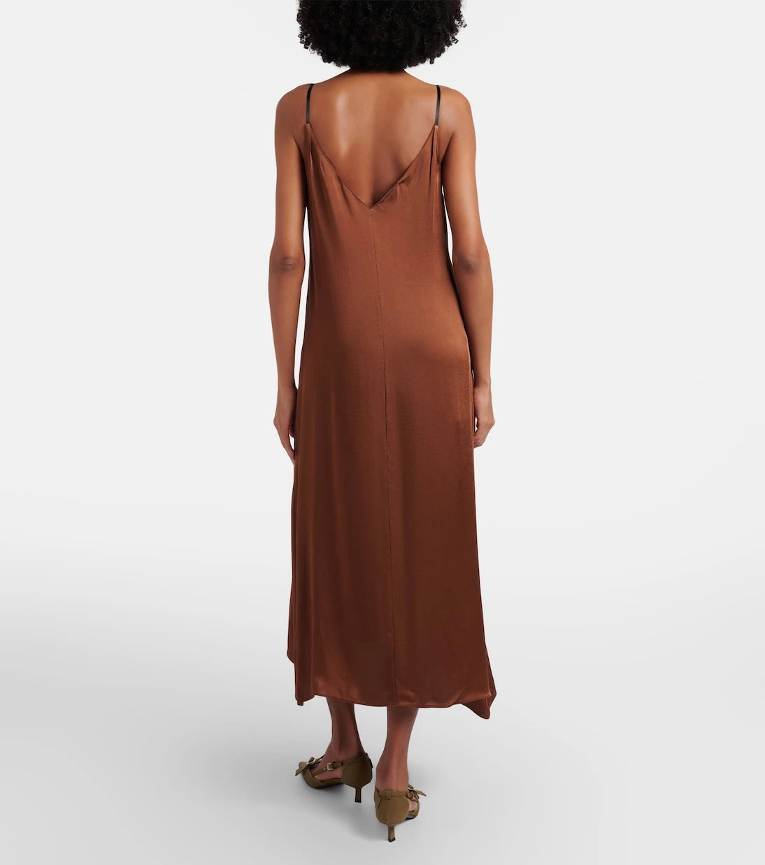 Prada - Gathered crêpe satin slip dress