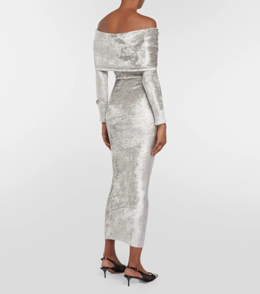 Alaïa - Off-shoulder velvet midi dress