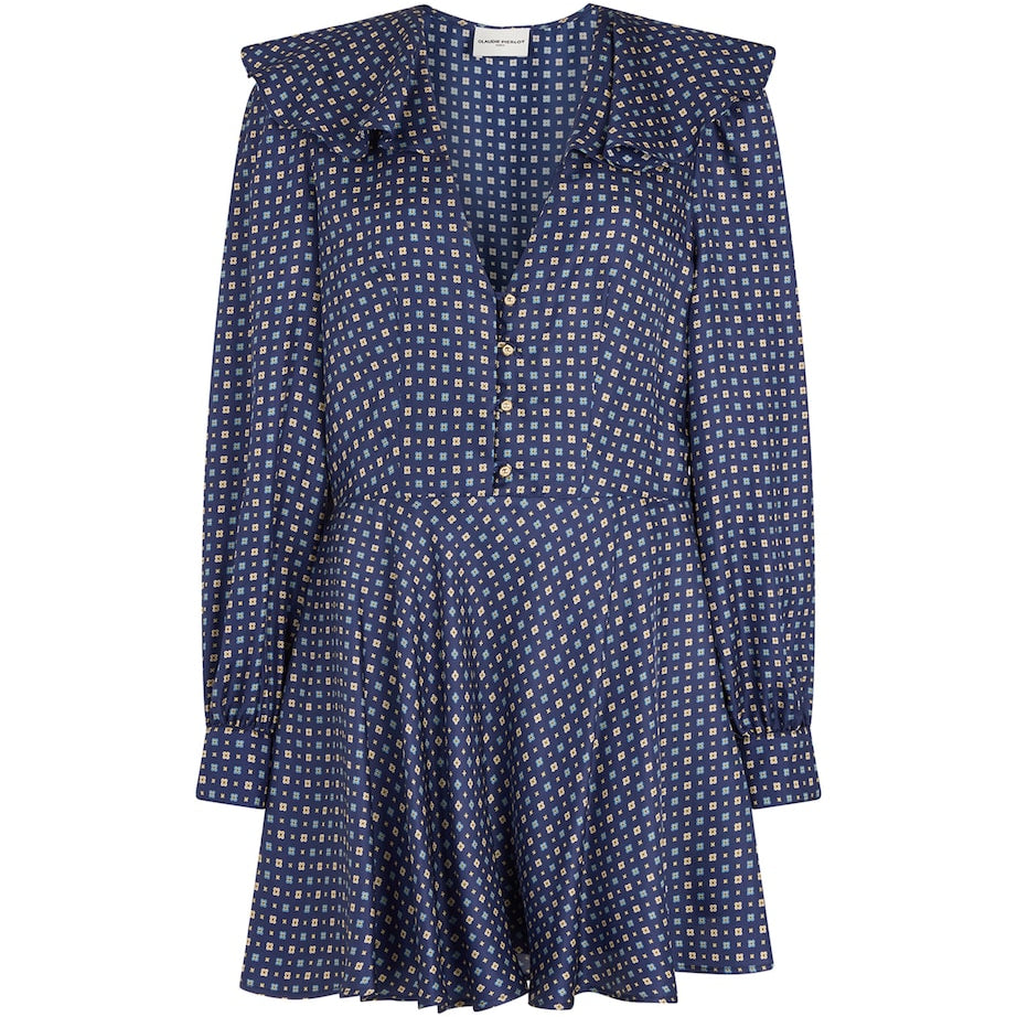 Claudie Pierlot Black Silk Printed Mini Dress