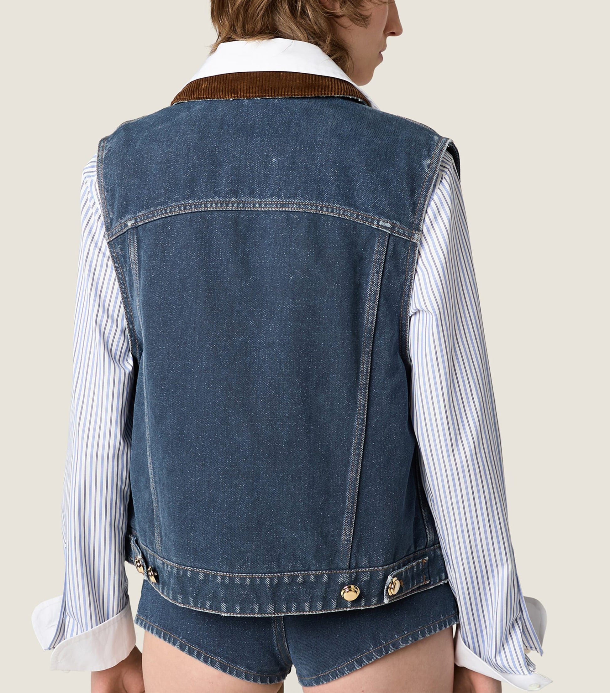 Miu Miu Blue Denim Logo Vest