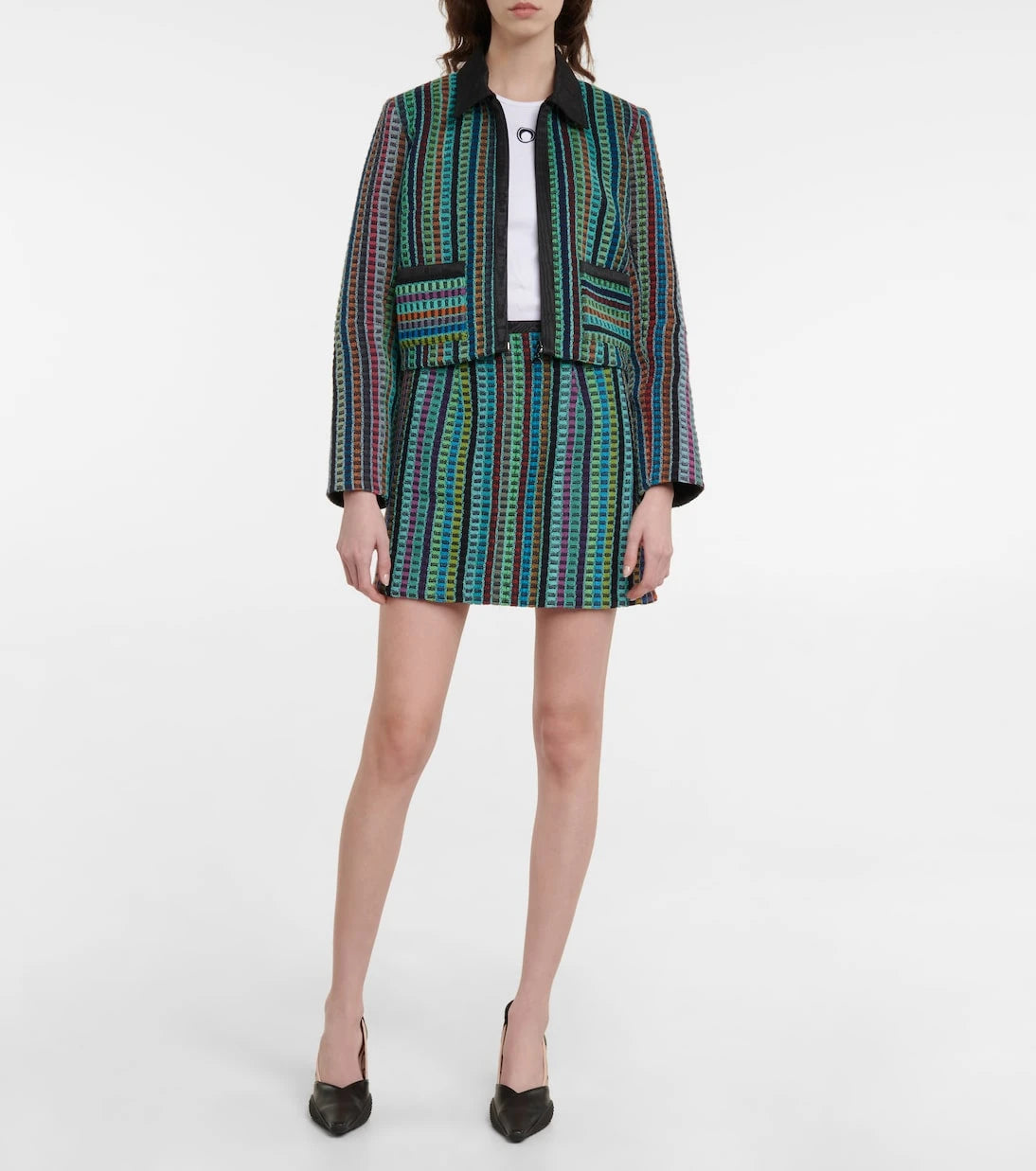 Marine Serre - Checked cotton terry miniskirt