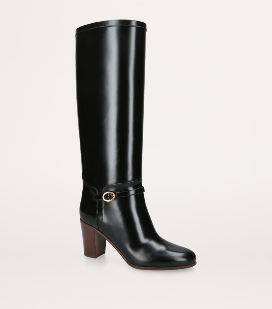 Valentino Garavani Black Leather Pattie Knee-High Boots 75