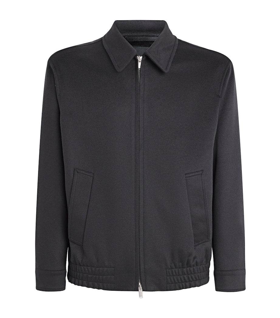 Lardini Navy Cashmere-Wool Bomber Jacket