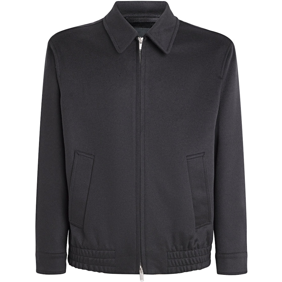 Lardini Navy Cashmere-Wool Bomber Jacket