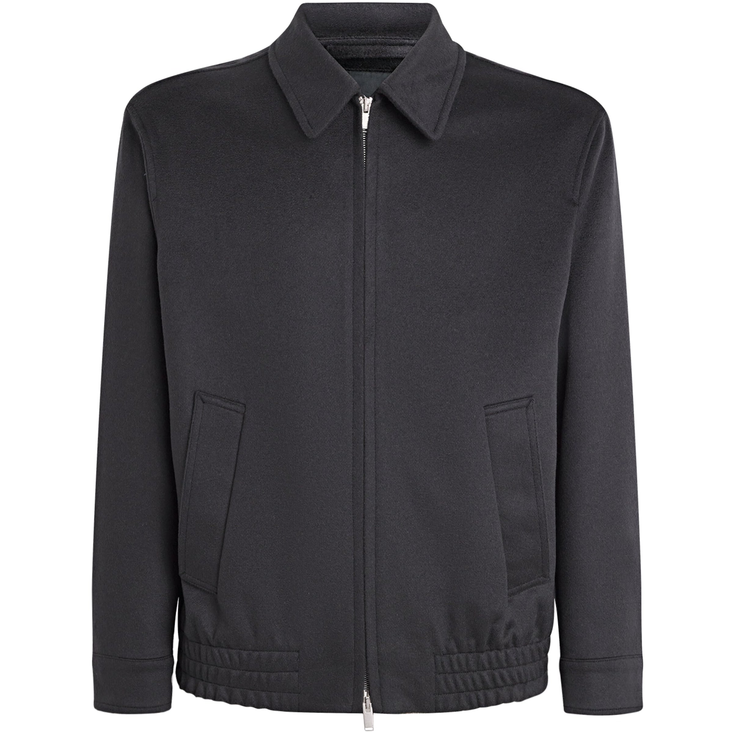 Navy Cashmere-Wool Bomber Jacket