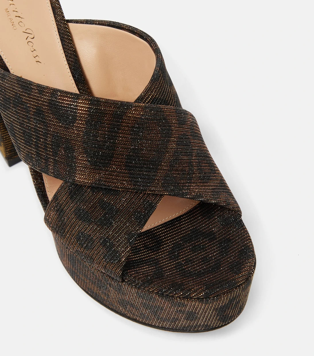 Gianvito Rossi - Leopard-print lamé platform mules