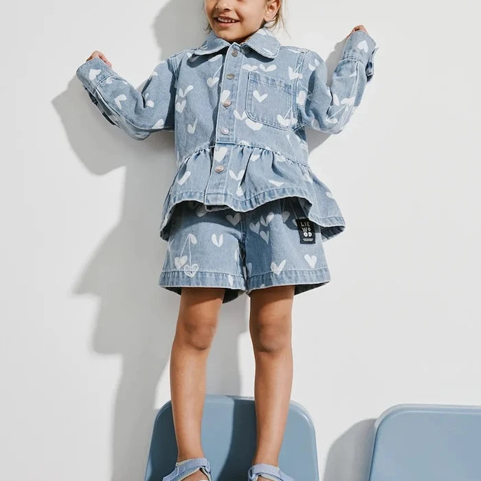 Детско дънково яке Liewood Kenza Printed Denim Overshirt