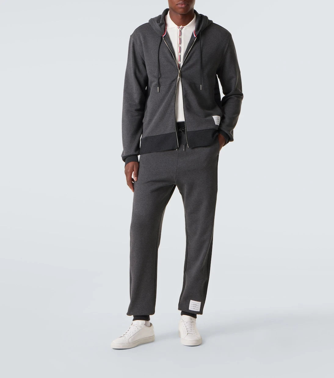 Thom Browne - 4-Bar cotton jersey zip-up hoodie