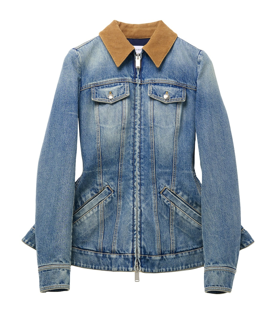 McQueen Blue Peplum Denim Jacket
