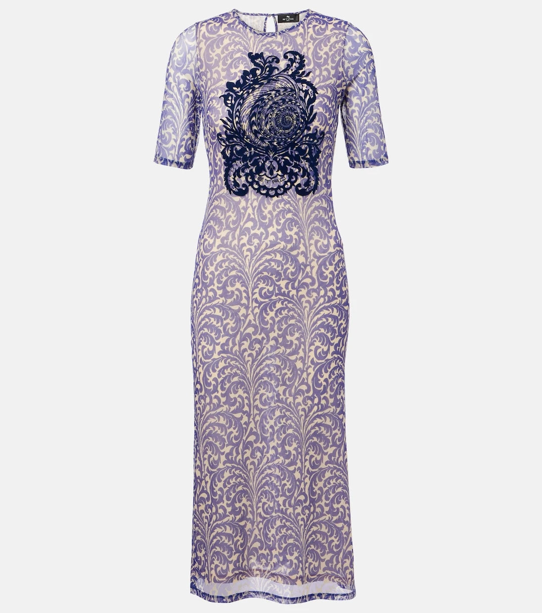 Etro - Printed mesh midi dress