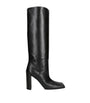 Alaïa Black Leather Square-Toe Knee-High Boots 90