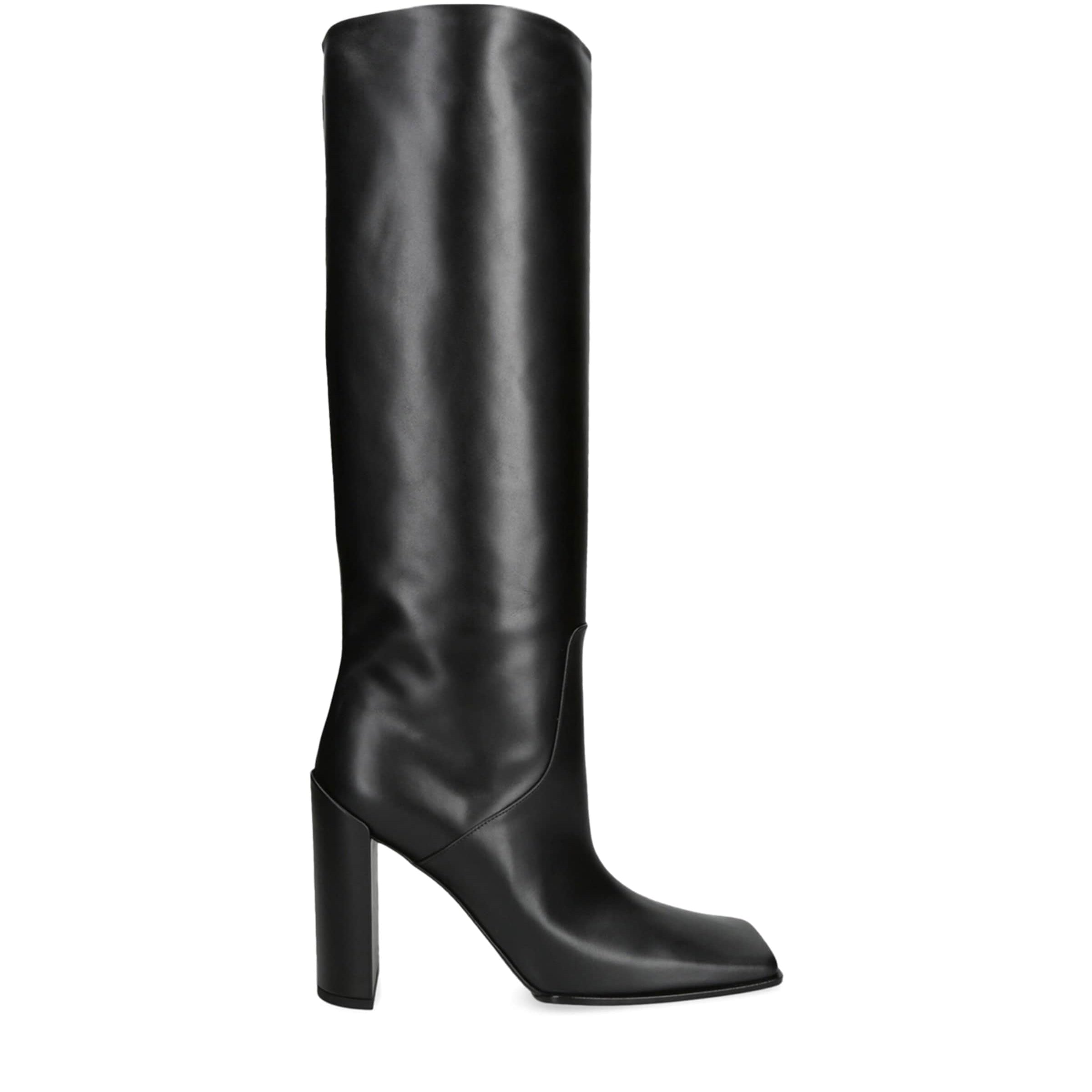 Alaïa Black Leather Square-Toe Knee-High Boots 90