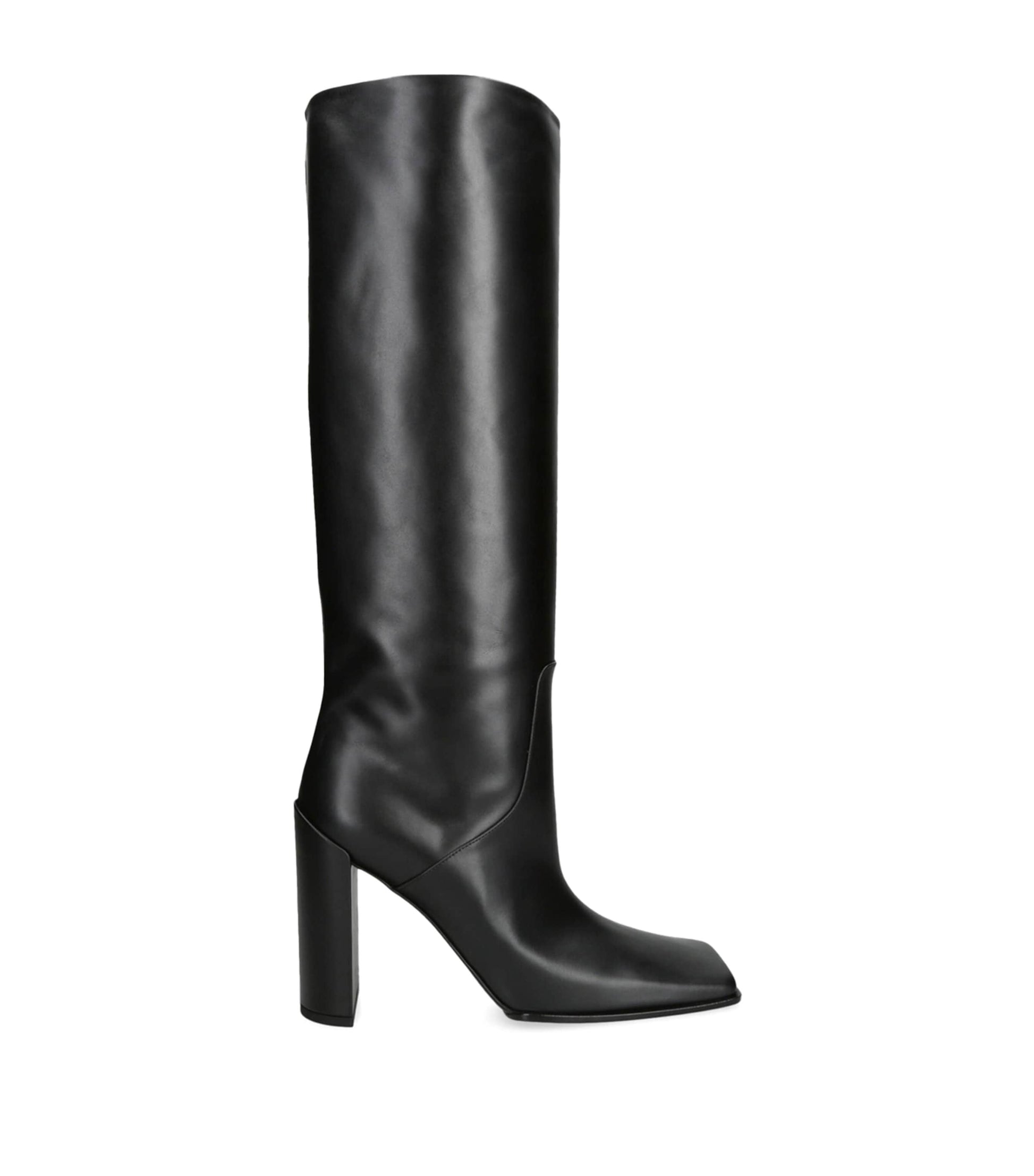 Alaïa Black Leather Square-Toe Knee-High Boots 90