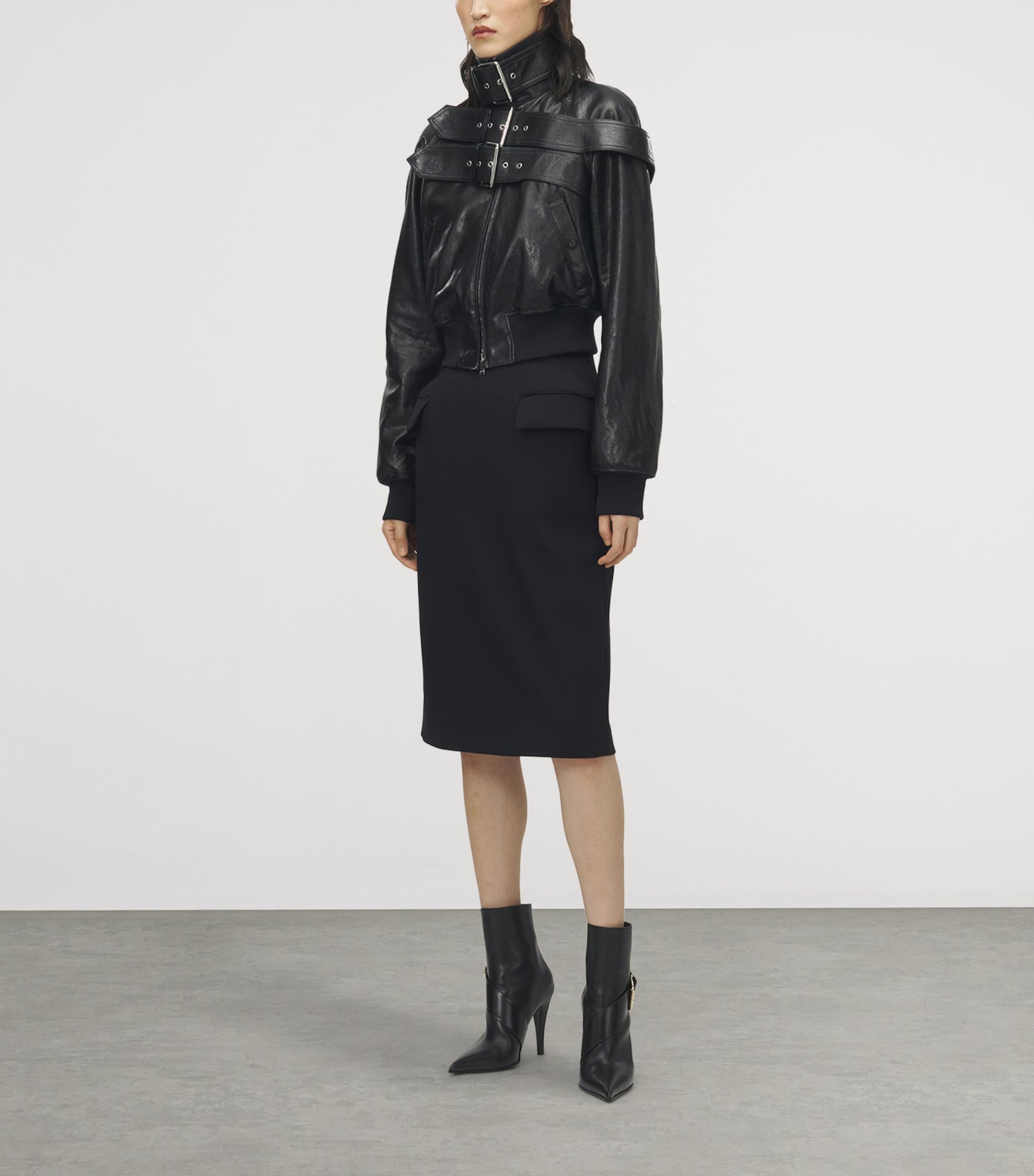 McQueen Black Leather Bomber Jacket