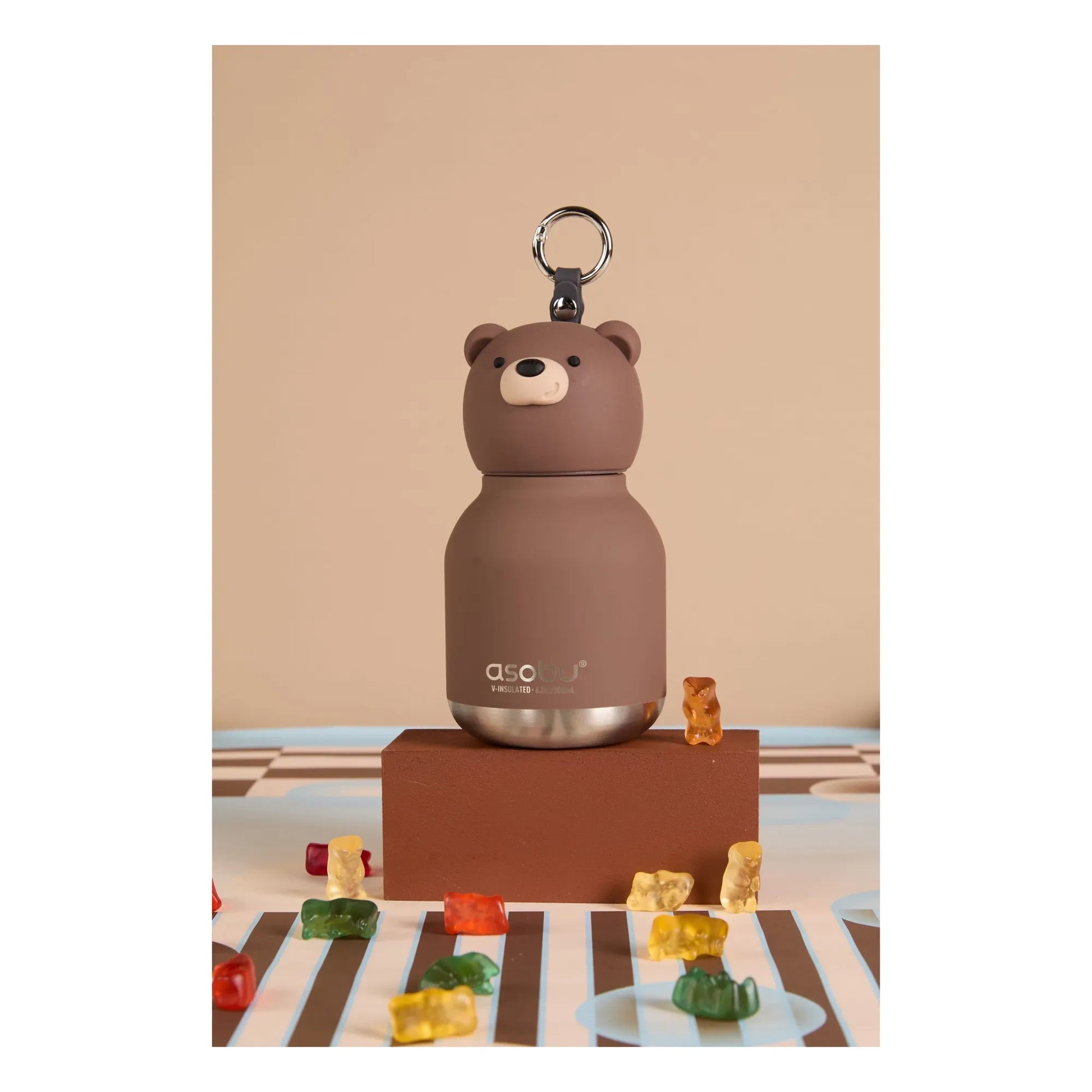 Asobu - Brown Bear stainless steel mini flask | Brown