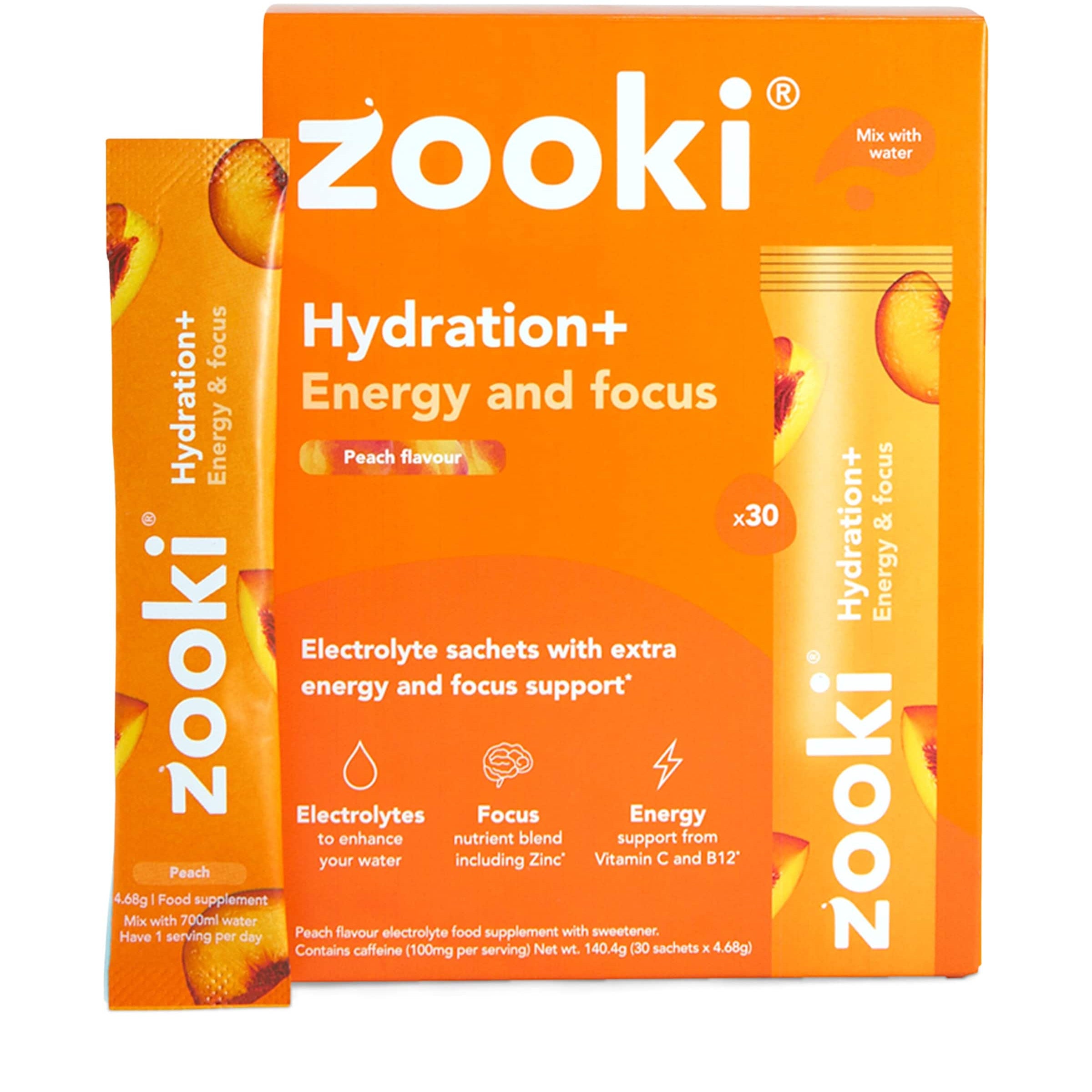YourZooki Hydration + Energy and Focus Electrolyte Sachets (Pack of 30)