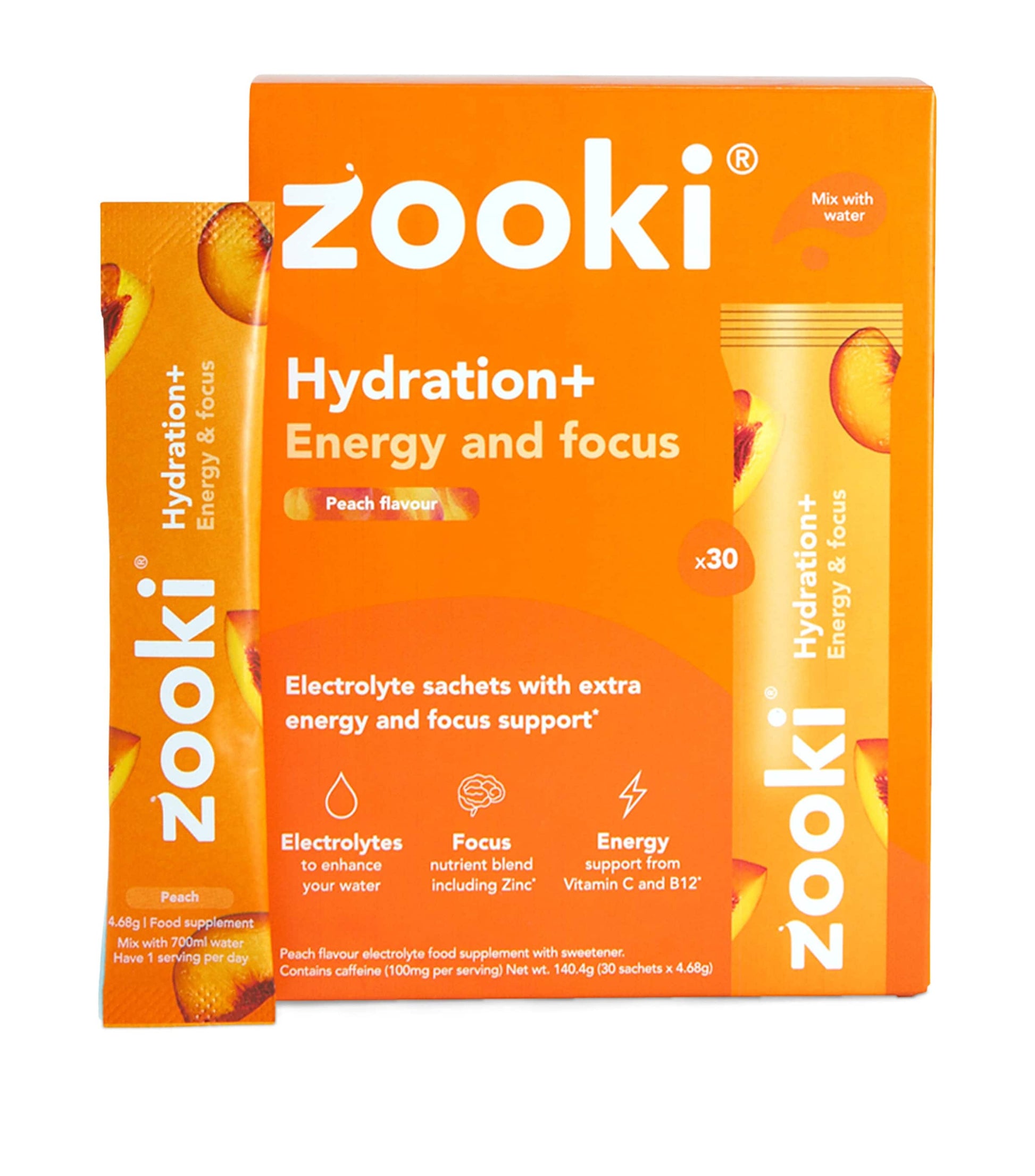 YourZooki Hydration + Energy and Focus Electrolyte Sachets (Pack of 30)