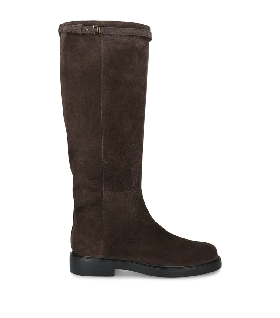 Tod's Brown Suede Knee-High Boots