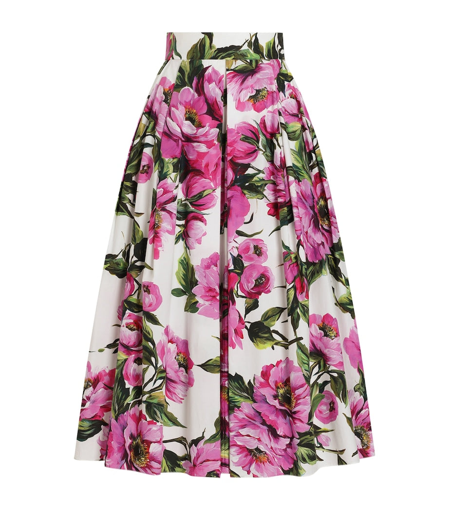 Floral Voluminous Pleated Skirt