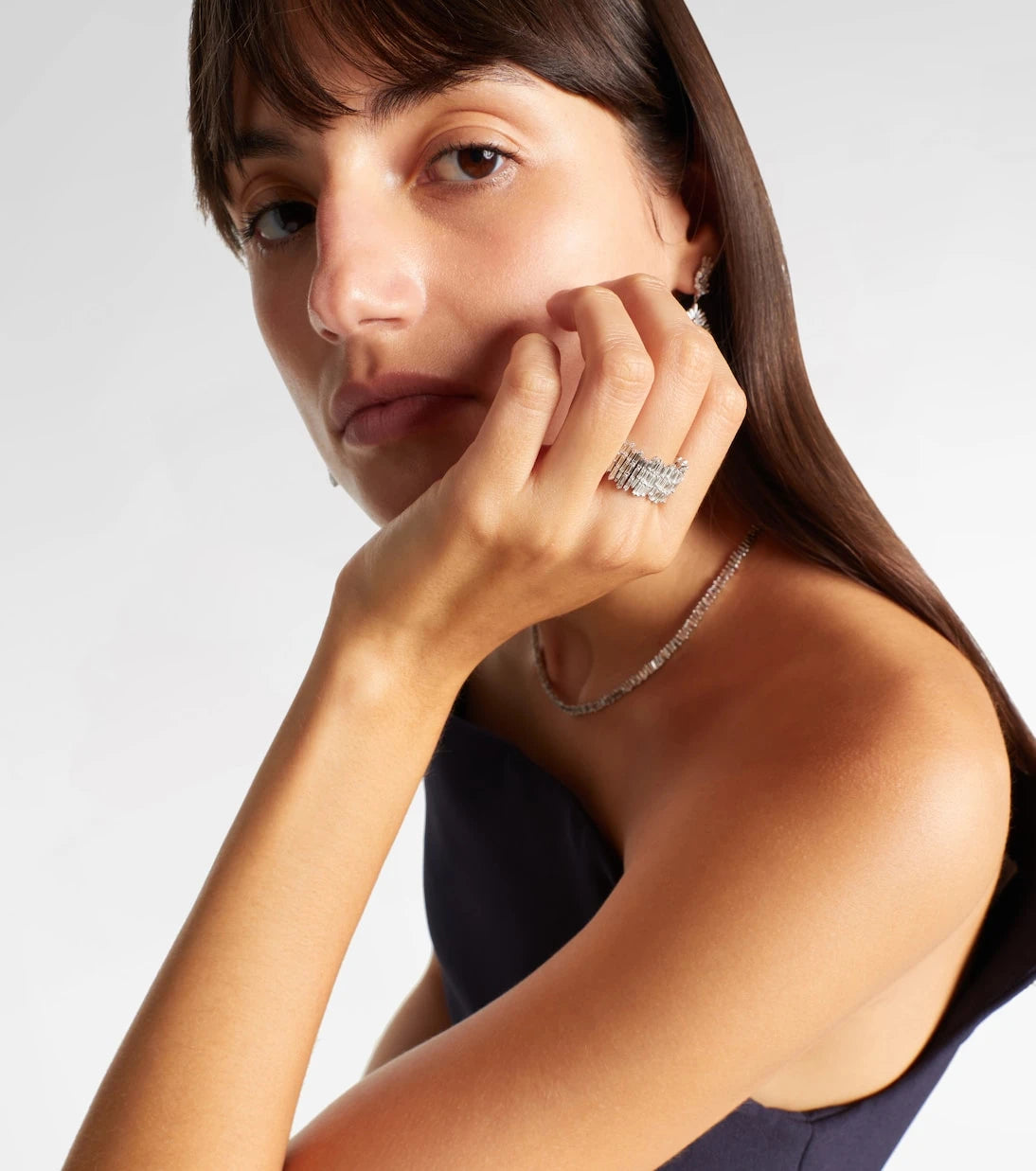 Suzanne Kalan - Classic Milli 18kt white gold ring with diamonds