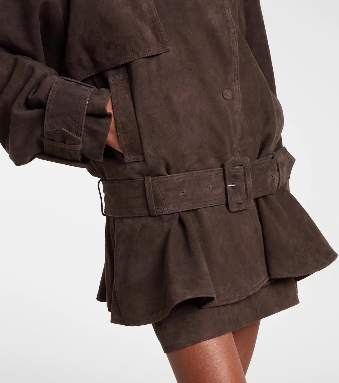 Rotate - Oversized suede biker jacket
