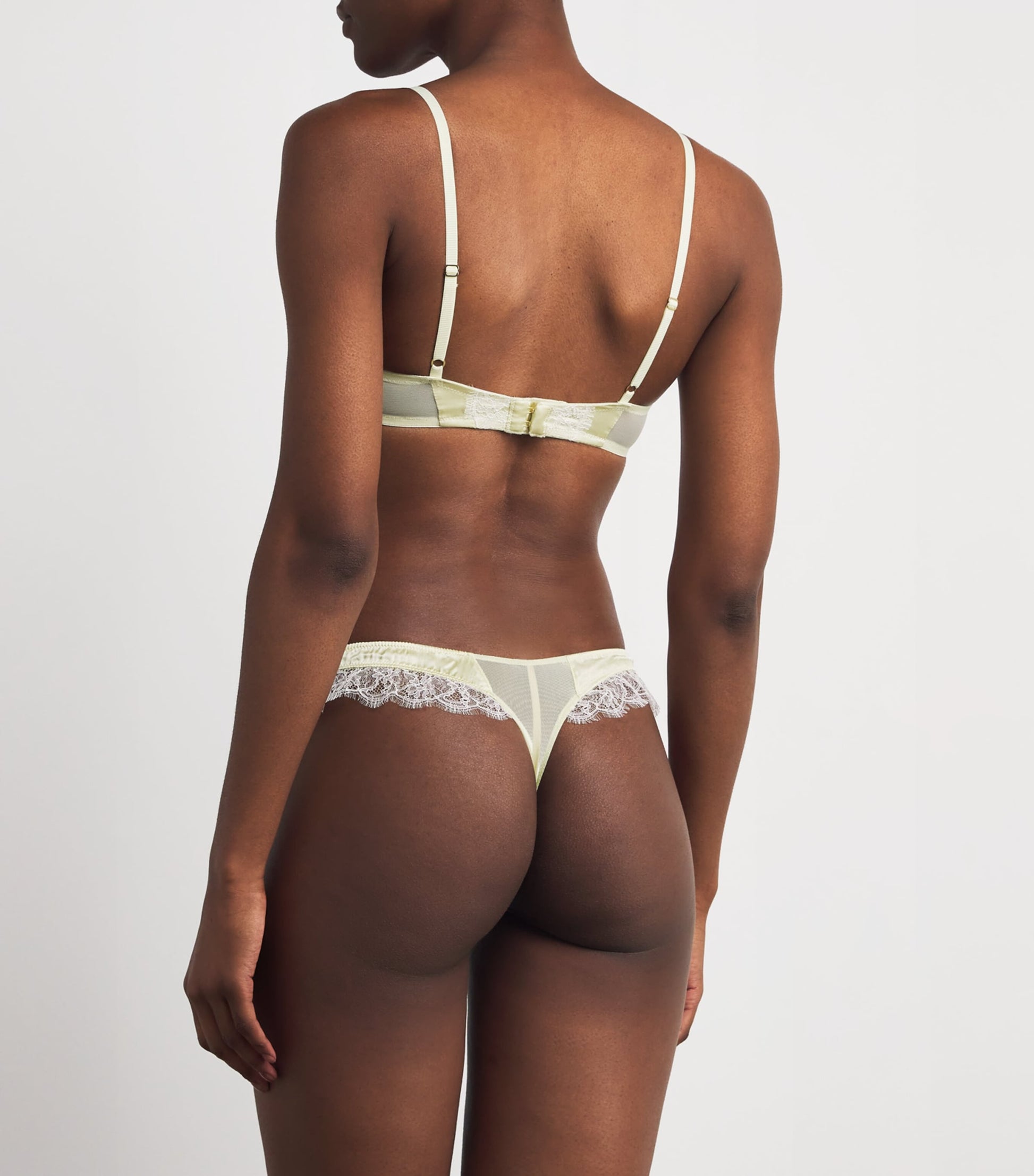 Kiki de Montparnasse Yellow Silk-Lace Insert Thong