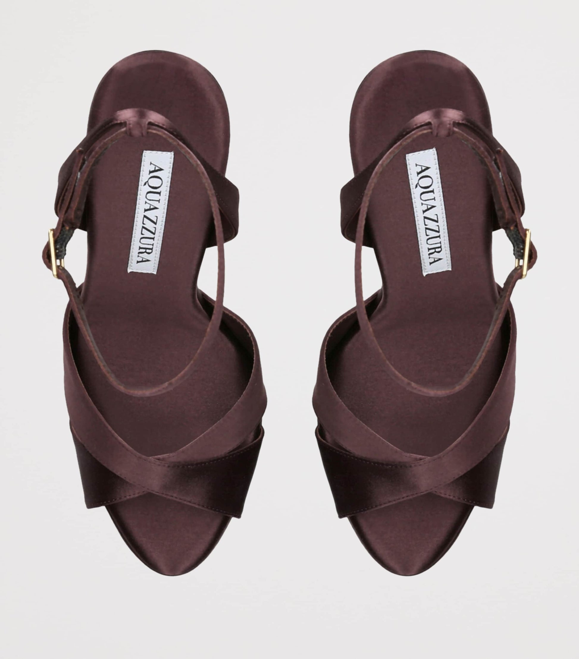 Aquazzura Brown Satin Divine Plateau Platform Sandals 130