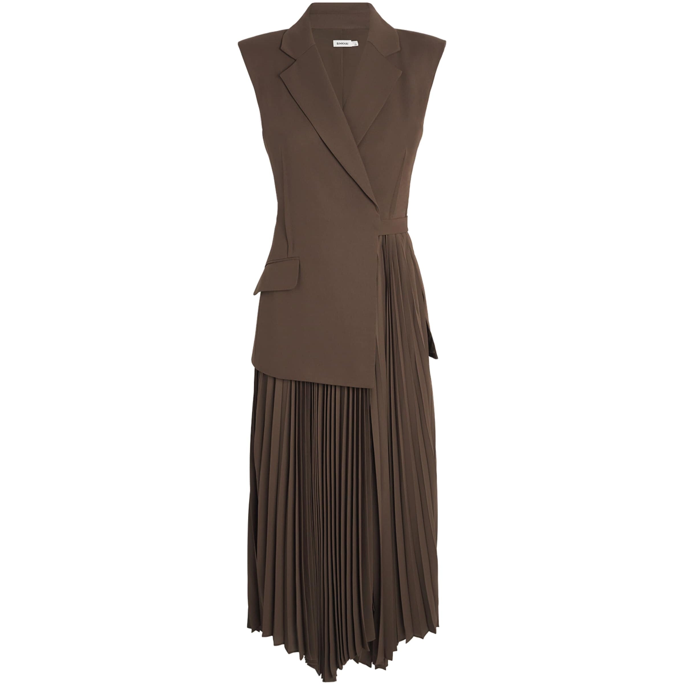 Pleated Blazer Helena Midi Dress COCOA