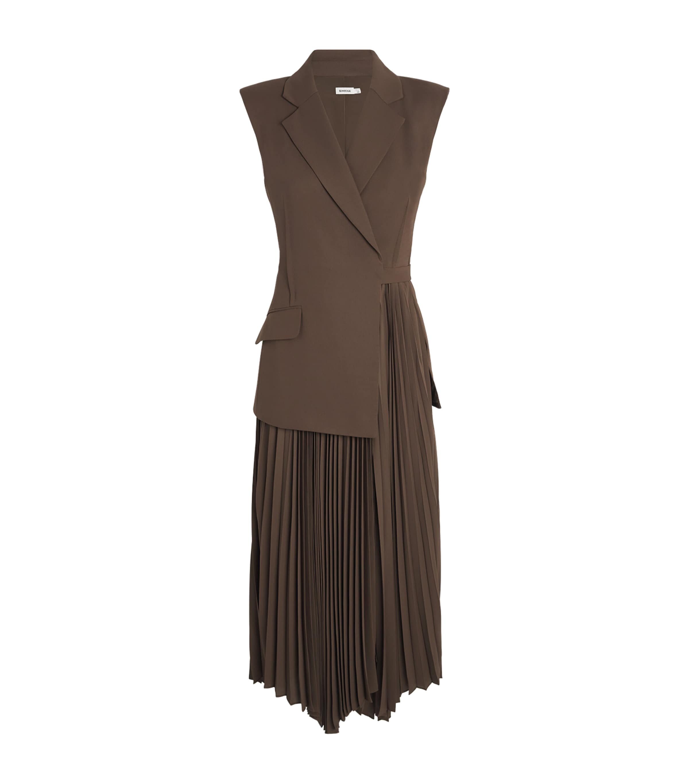 Pleated Blazer Helena Midi Dress COCOA